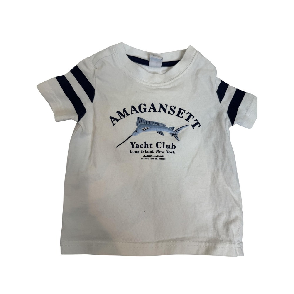 Janie and Jack Shirt Boys 6-12 Months White Amagansett Yacht Club Nautical Tee